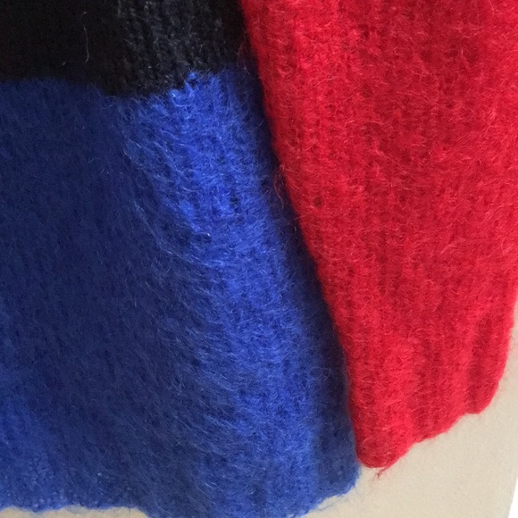 Colorblock mohair & wool cowlneck sweater, sz. M - Picture 3 of 4